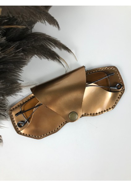 Gözlük Kılıfı Unisex Bakır Renk Rugan Hakiki Deri