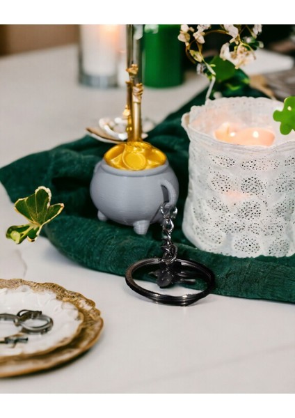 St. Patrick's Altın Kasası Anahtarlık - 3D Baskı Şans ve Eğlenceli Aksesuar Katman