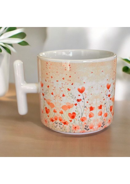 Hediyelik Kupa, 2025, Yılbaşı Kupası, Özel Tasarım Porselen Kupa, Gelincik, Çiçek