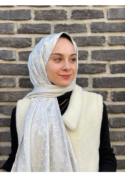 Gümüş Gri Loryan Scarf Jakar Karmen Şal