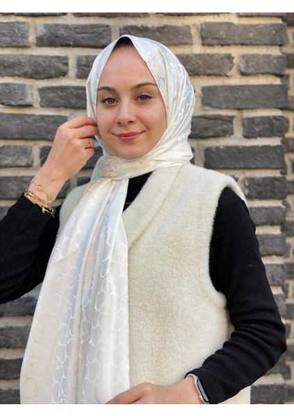 Ekru Loryan Scarf Jakar Karmen Şal