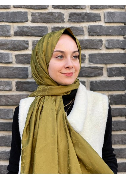 Yağ Yeşili Loryan Scarf Jakar Karmen Şal