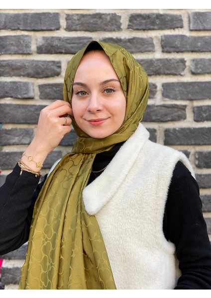 Yağ Yeşili Loryan Scarf Jakar Karmen Şal fiyatları