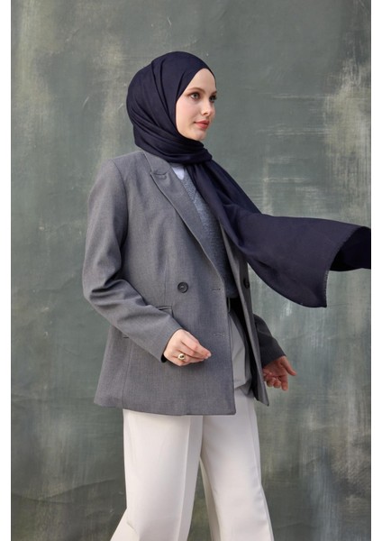 Lacivert Ipekhan Burgu Desen Pamuk Jakar Şal 8009 modelleri