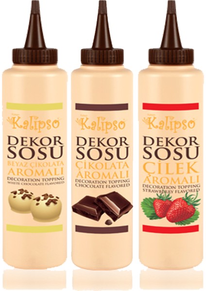 Dekor Sos Beyaz Çikolata , Çilek , Çikolata 3x750 gr