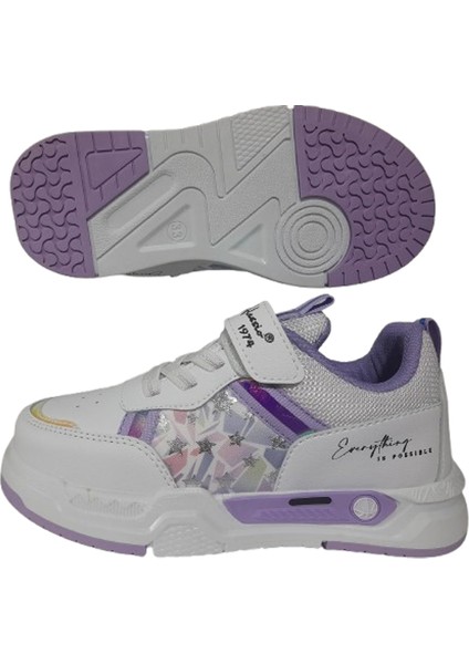 Kız Çocuk Beyaz-Lila Düz Taban Spor Ayakkabı fırsatları