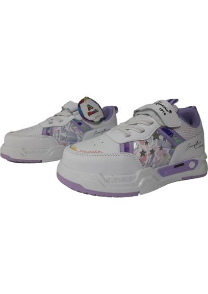 Kız Çocuk Beyaz-Lila Düz Taban Spor Ayakkabı indirimleri