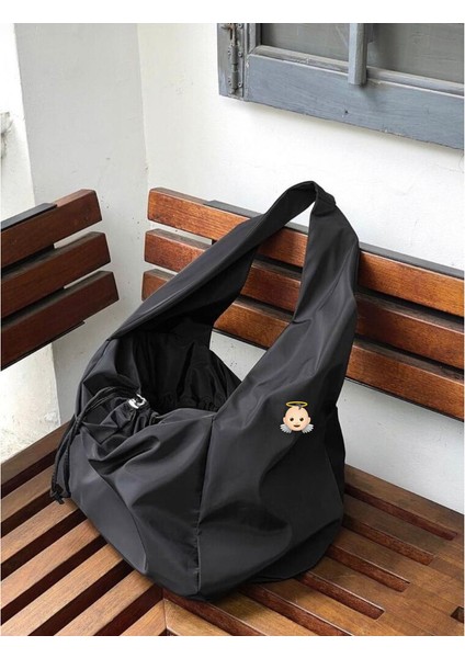 Su Geçirmez Tote Bag / Çapraz Kullanıma Uygun Siyah Kadın Omuz Çantası (50*30)