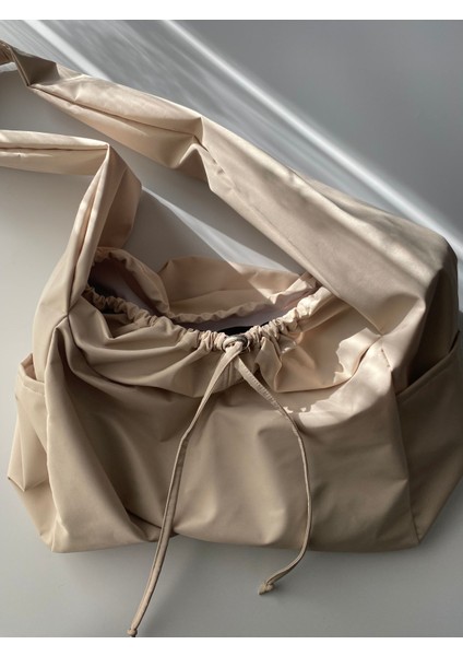 Su Geçirmez Tote Bag / Çapraz Kullanıma Uygun Krem Kadın Omuz Çantası (50*30) modelleri
