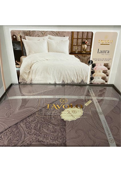 Laura 3 Parça Dantelli Lüx Yatak Örtüsü