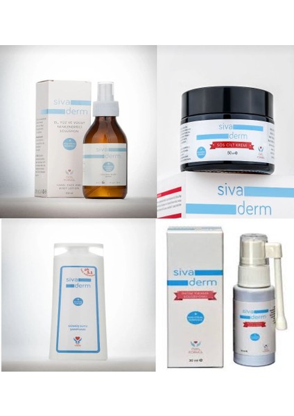Sıva Derm 4lü Set( Kollodail Gümüş Sprey 100ML, Gümüş Sos Krem, 1 Gümüş Şampuan, 1 Intim)