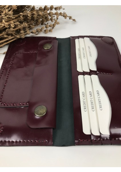 Telefon Cüzdanı Unisex Rugan Bordo Renk Hakiki Deri modelleri