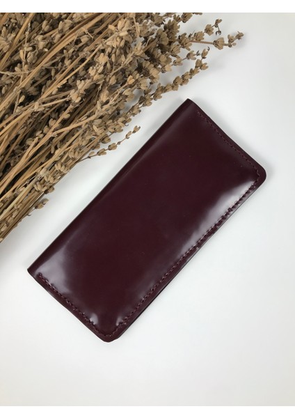 Telefon Cüzdanı Unisex Rugan Bordo Renk Hakiki Deri fırsatları