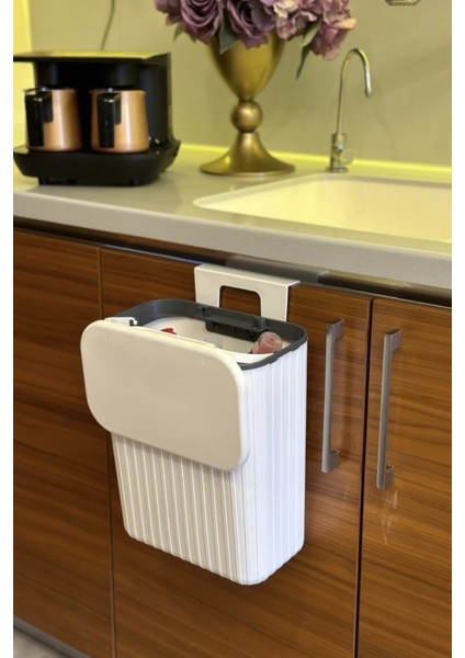 Askılı Çöp Kovası- Beyaz- Çift Yönlü Kapaklı - 8 Litre/15 Litre