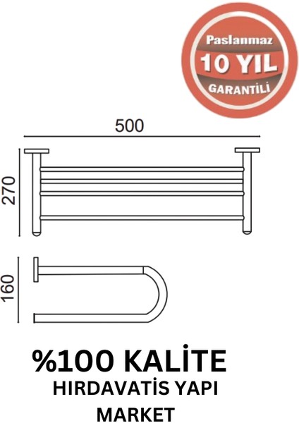 Paslanmaz Pirinç Flora Uzun Havluluk 50CM Mat Siyah fiyatları