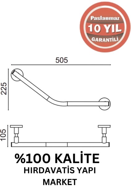 Paslanmaz Pirinç Flora Küvet Tutamağı Düz 40CM Mat Siyah fiyatları