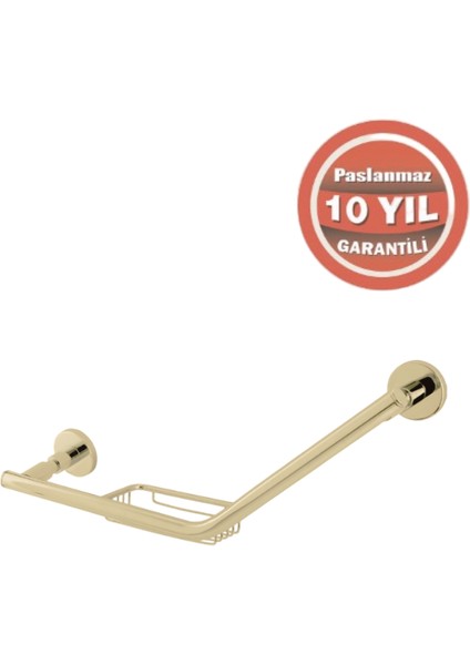 Paslanmaz Pirinç Flora Küvet Tutamağı Süngerlikli 40CM Altın Sarı Gold