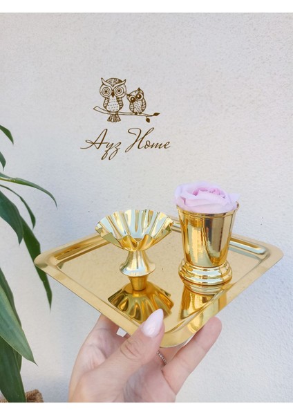 Sunum Tepsisi 21*21/ Lokumluk/gül Kovası/ Kadife Gül Set -(Söz, Nişan ,isteme,kahve Sunum)