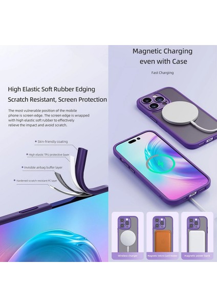 Apple iPhone 15 Pro Uyumlu, Guard Touch Lens Korumalı, Magsafe, Anti Şok Kılıf, Titanium Gray indirimleri