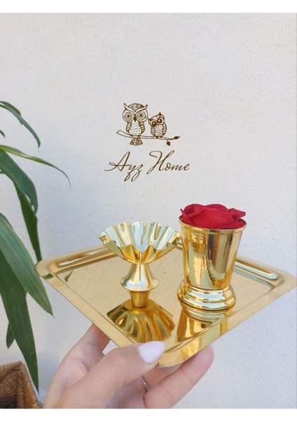 Sunum Tepsisi 21*21/ Lokumluk/gül Kovası/ Kadife Gül Set -(Söz, Nişan ,isteme,kahve Sunum)