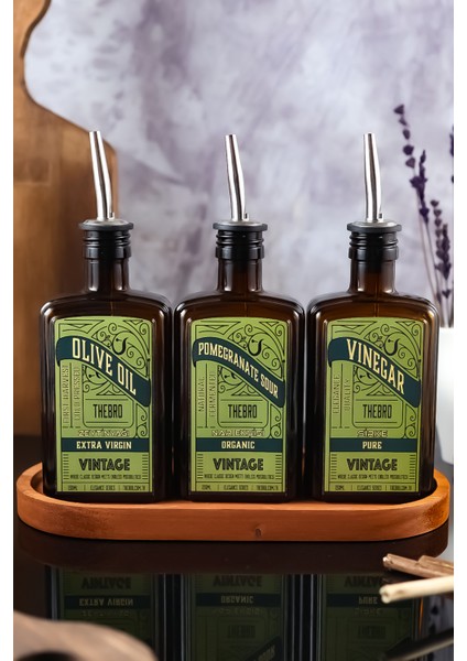 250 Ml Ahşap Stantlı Amber Vintage Elegance Serisi Zeytinyağı Şişesi,Sirke Şişesi, Nar Ekşisi Şişesi fiyatları