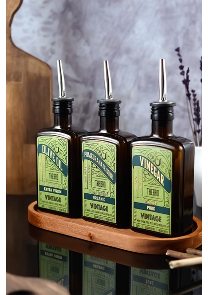 250 Ml Ahşap Stantlı Amber Vintage Elegance Serisi Zeytinyağı Şişesi,Sirke Şişesi, Nar Ekşisi Şişesi indirimleri