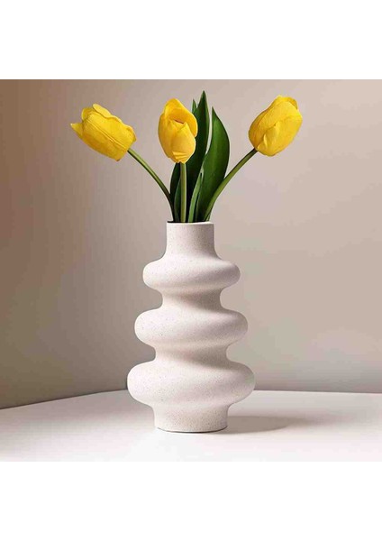 Dekoratif Beyaz Renk Vazo ( Dekorasyon, Çiçekli Vazo, Iskandinav Tarzı) modelleri