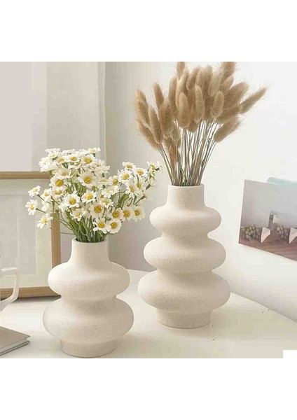 Dekoratif Beyaz Renk Vazo ( Dekorasyon, Çiçekli Vazo, Iskandinav Tarzı) fırsatları