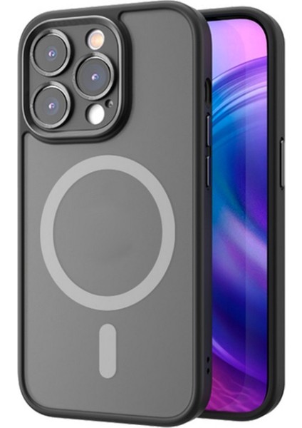 Apple iPhone 15 Pro Max Uyumlu, Guard Touch Lens Korumalı, Magsafe, Anti Şok Kılıf, Titanium Gray