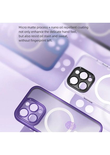 Apple iPhone 15 Pro Max Uyumlu, Guard Touch Lens Korumalı, Magsafe, Anti Şok Kılıf, Titanium Gray
