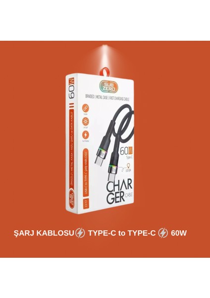 CL13 60W Type-C To Type-C Işıklı Örgülü Hızlı Şarj Kablosu