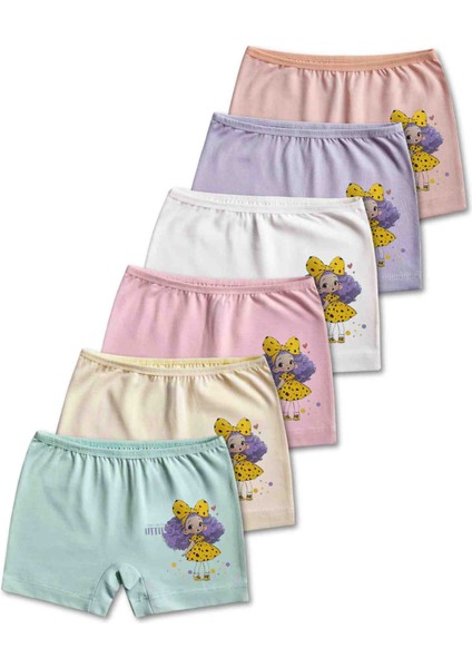 %95 Pamuklu Kız Çocuk Süprem Penye Boxer Külot Iç Çamaşır 6lı Set