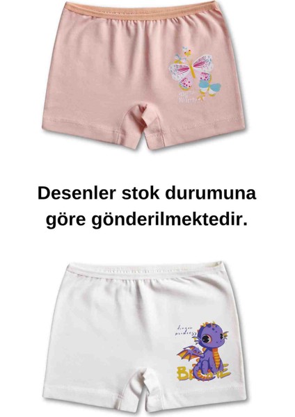 %95 Pamuklu Kız Çocuk Süprem Penye Boxer Külot Iç Çamaşır 6lı Set