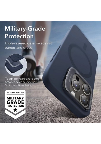 Apple iPhone 15 Pro Kılıf Cloud Soft HaloLock MagSafe Kickstand - Dark Blue fırsatları