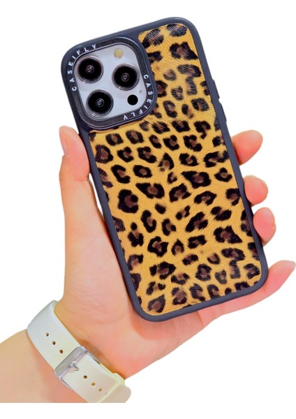 Apple iPhone 12 Pro Max Uyumlu Kılıf Leopar Desenli Kabartmalı Desenli Darbe Emici Lüx Telefon Kılıfı