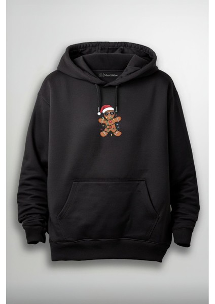 Kurabiye Işıklı Yılbaşı Baskılı Unisex Hoodie