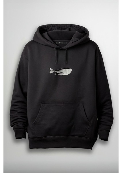 Balina Gölgesi Önü Baskılı Unisex Hoodie