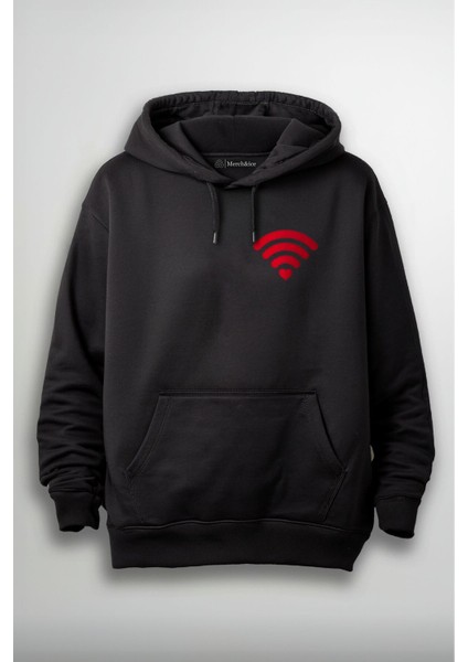 Kalpli Wi-Fi Baskılı Sevgililer Günü Unisex Hoodie