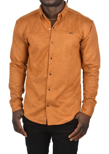 Likralı Çıtçıtlı Kırışmayan Süet Kumaş Slim Fit Cepsiz Mevsimlik Gömlek 2500556 fırsatları