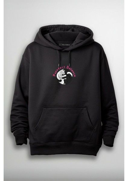 Ying Yang Cats Önü Baskılı Unisex Hoodie