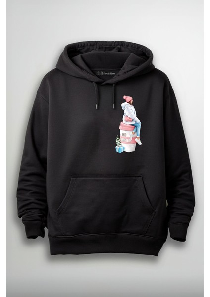 Hello Winter Baskılı Unisex Hoodie