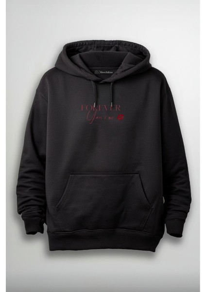 Forever You & Me Baskılı Sevgililer Günü Unisex Hoodie