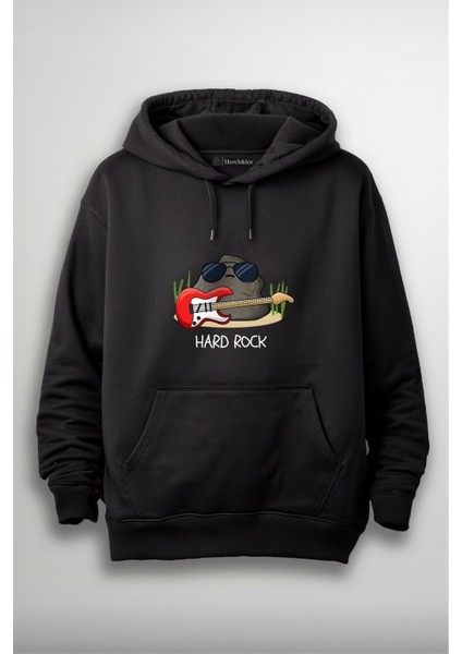 Hard Rock Önü Baskılı Unisex Hoodie