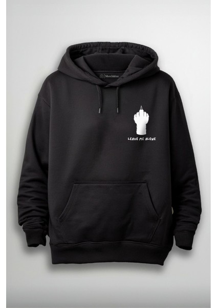 Pati Önü Baskılı Unisex Hoodie - Leave Me Alone