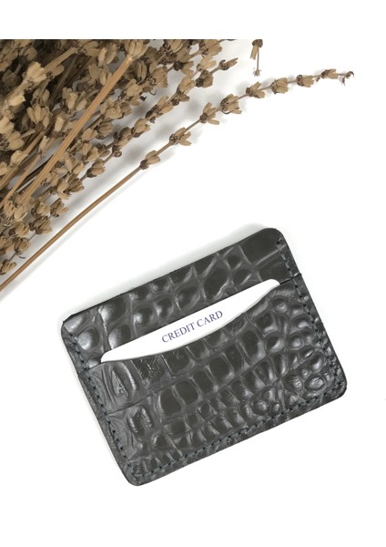 Kartlık Füme Timsah Desenli Hakiki Deri Unisex