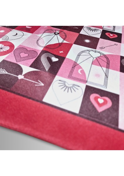Pembe Fular Kalp Desenli Sevgililer Günü 58CMX58CM