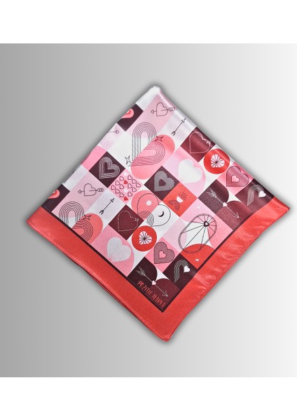 Pembe Fular Kalp Desenli Sevgililer Günü 58CMX58CM