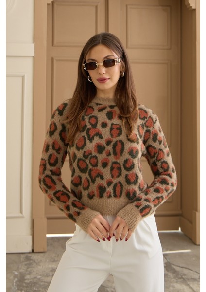 Leopar Desen Yumoş Kazak