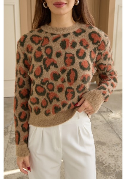 Leopar Desen Yumoş Kazak