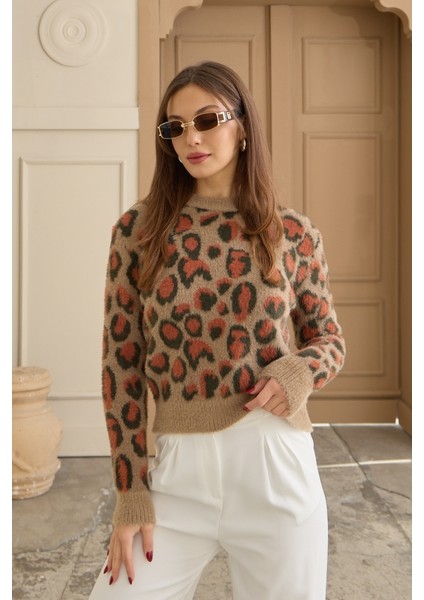 Leopar Desen Yumoş Kazak